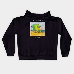 South Beach Lifeguard Tower in Miami Florida Kids Hoodie